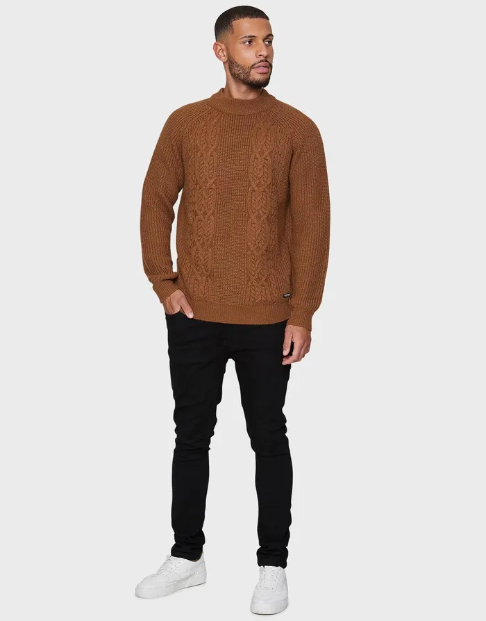 Men Catechu Wood Textured Jumper Catechu Wood Threadbare Knitwear Men Catechu Wood Textured Jumper Catechu Wood Threadbare Knitwear