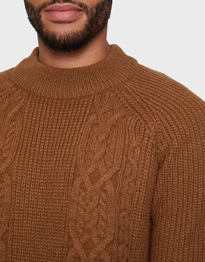 Men Catechu Wood Textured Jumper Catechu Wood Threadbare Knitwear Men Catechu Wood Textured Jumper Catechu Wood Threadbare Knitwear