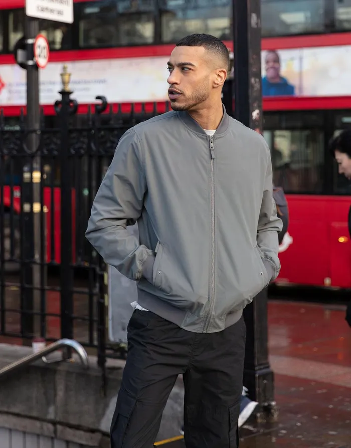 Men Charcoal Bomber Jacket Charcoal Threadbare Jacket and Coats