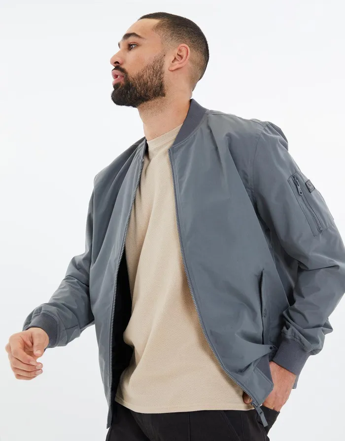 Men Charcoal Bomber Jacket Charcoal Threadbare Jacket and Coats