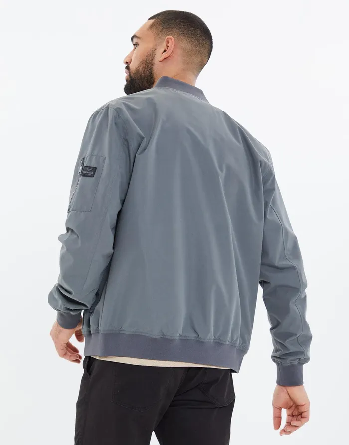 Men Charcoal Bomber Jacket Charcoal Threadbare Jacket and Coats