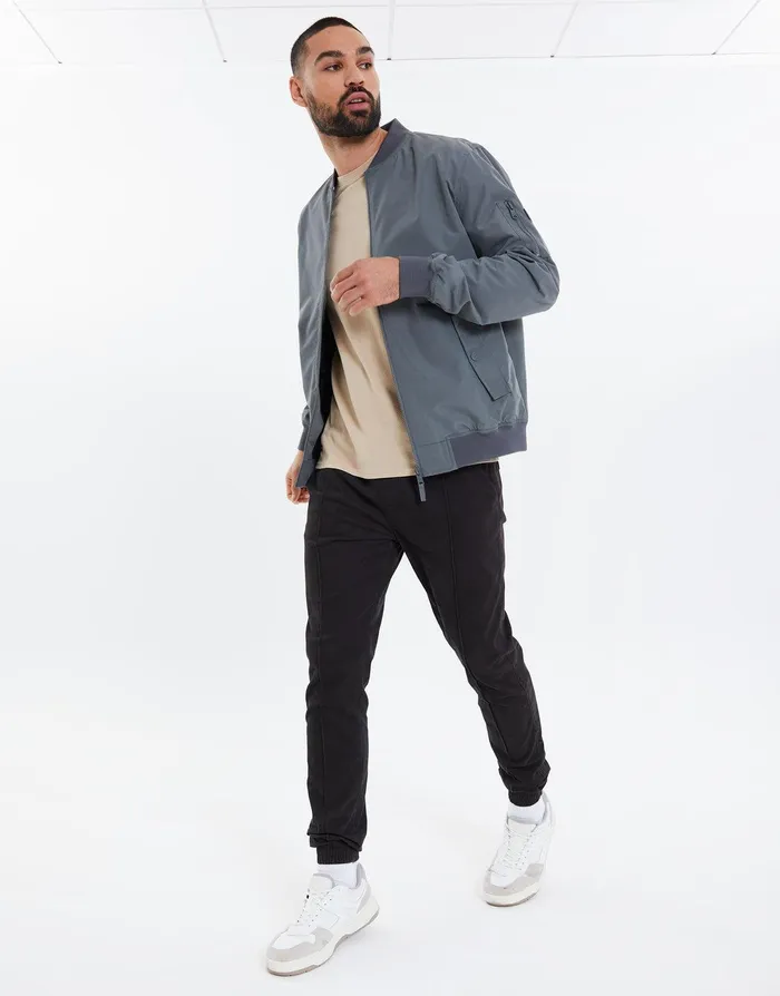 Men Charcoal Bomber Jacket Charcoal Threadbare Jacket and Coats