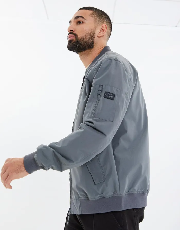 Men Charcoal Bomber Jacket Charcoal Threadbare Jacket and Coats