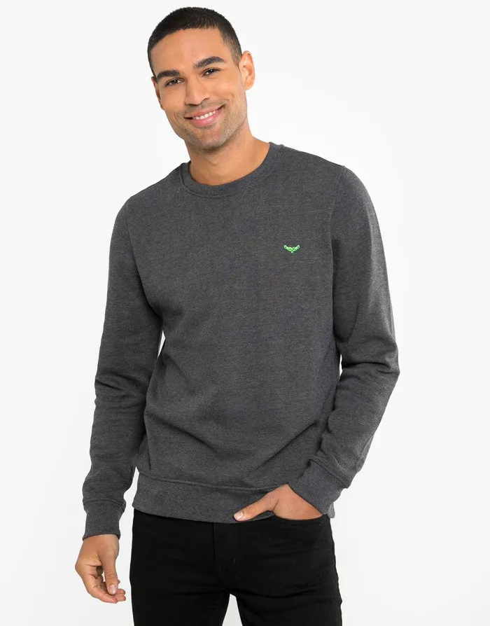 Men Charcoal Marl Crew Neck Sweatshirt Charcoal Marl Threadbare Sweatshirts