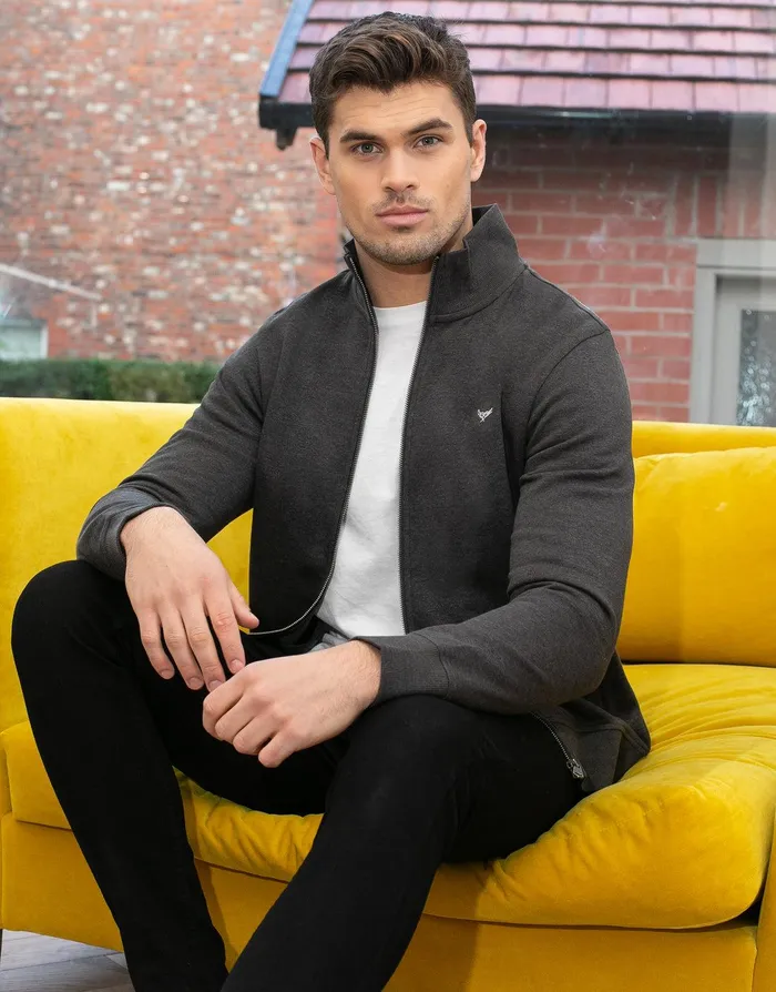Men Charcoal Marl ZipUp Fleece Jumper Charcoal Marl Threadbare Sweatshirts