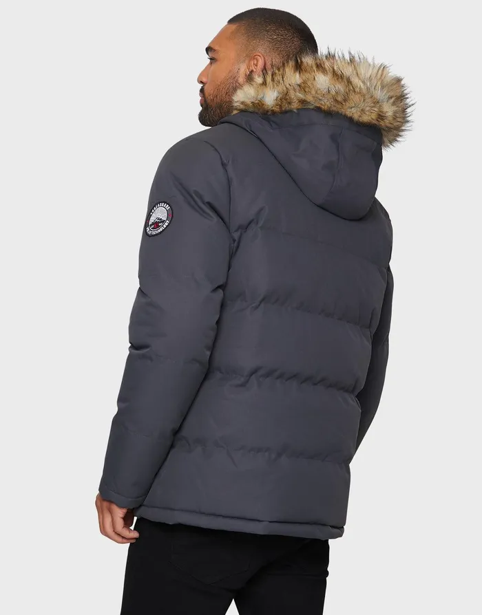 Men Charcoal Parka Jacket Charcoal Threadbare Jacket and Coats