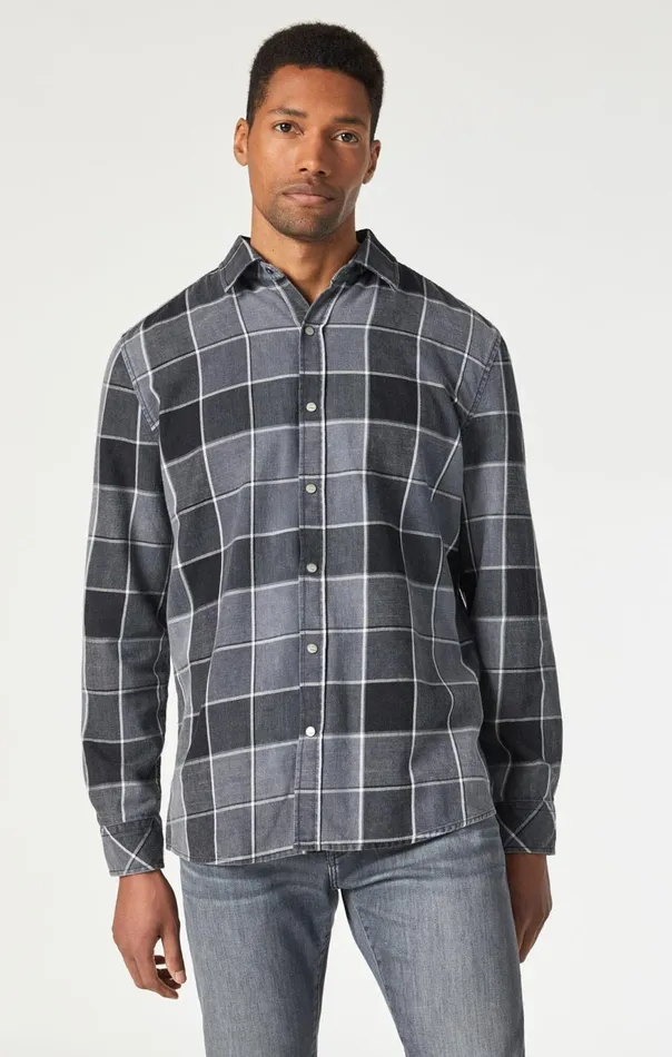Men Check Shirt In Black Indigo Check Mavi Jeans TShirts