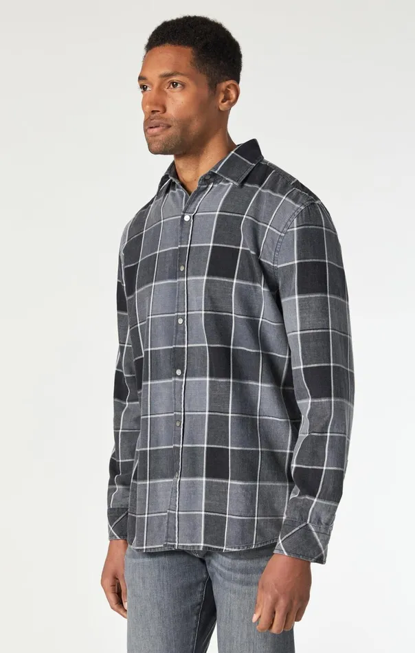 Men Check Shirt In Black Indigo Check Mavi Jeans TShirts Men Check Shirt In Black Indigo Check Mavi Jeans TShirts