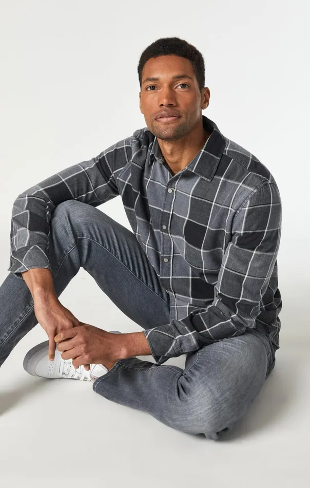 Men Check Shirt In Black Indigo Check Mavi Jeans TShirts Men Check Shirt In Black Indigo Check Mavi Jeans TShirts
