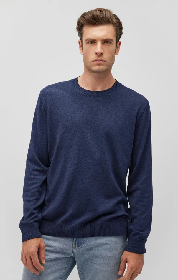 Men Crew Neck Sweater In Black Iris Mavi Jeans Sweaters