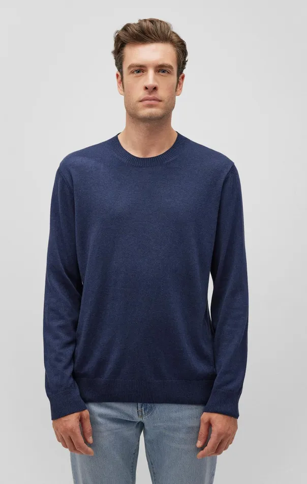 Men Crew Neck Sweater In Black Iris Mavi Jeans Sweaters