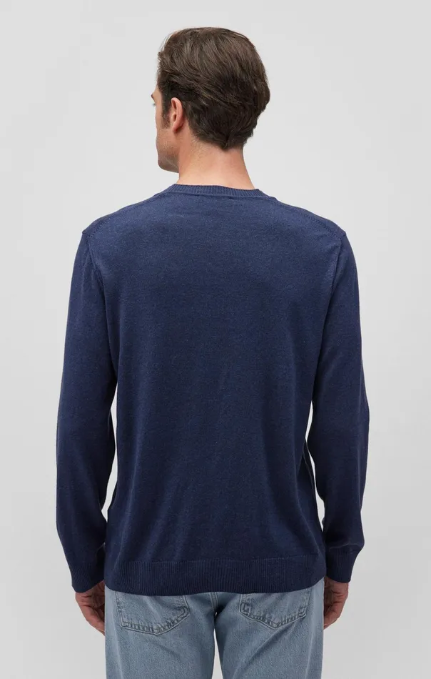 Men Crew Neck Sweater In Black Iris Mavi Jeans Sweaters