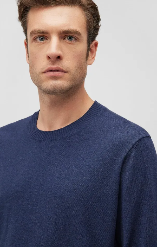Men Crew Neck Sweater In Black Iris Mavi Jeans Sweaters