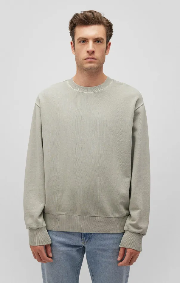 Men Crew Neck Sweatshirt In Abbey Stone Mavi Jeans Loungewear