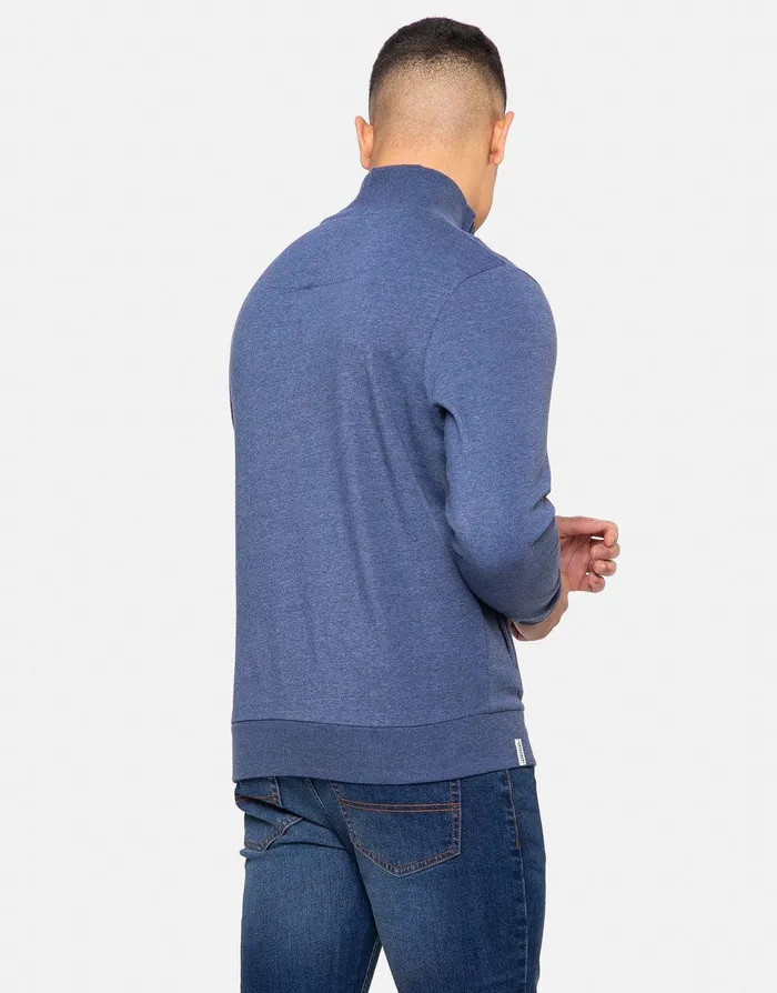 Men Denim Blue Quarter Zip Knitted Sweatshirt Denim Marl Threadbare Sweatshirts Men Denim Blue Quarter Zip Knitted Sweatshirt Denim Marl Threadbare Sweatshirts