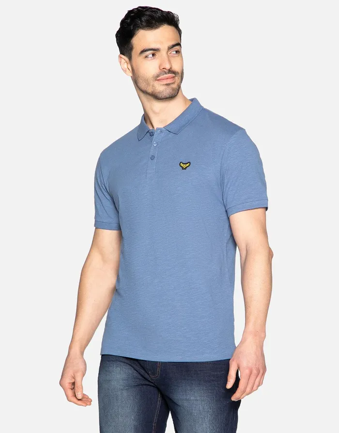 Men Denim Blue Short Sleeve Polo Shirt Denim Blue Threadbare Polo Shirts
