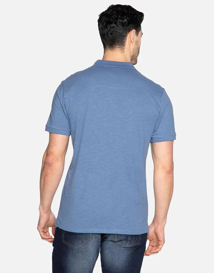 Men Denim Blue Short Sleeve Polo Shirt Denim Blue Threadbare Polo Shirts