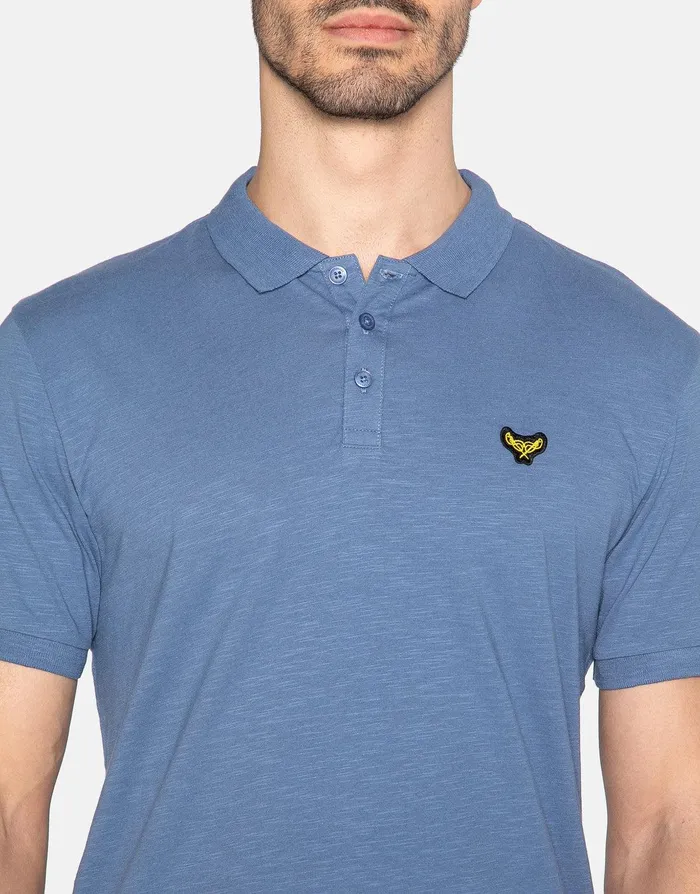 Men Denim Blue Short Sleeve Polo Shirt Denim Blue Threadbare Polo Shirts