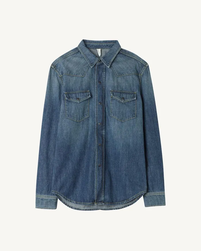 Men Denim Nili Lotan TRAVIS DENIM SHIRT Classic Wash
