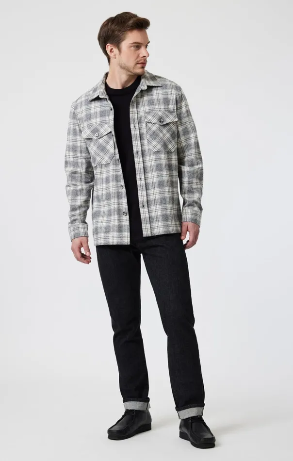 Men Double Pocket Check Shirt In Grey Marl CHeck Mavi Jeans Jackets Men Double Pocket Check Shirt In Grey Marl CHeck Mavi Jeans Jackets