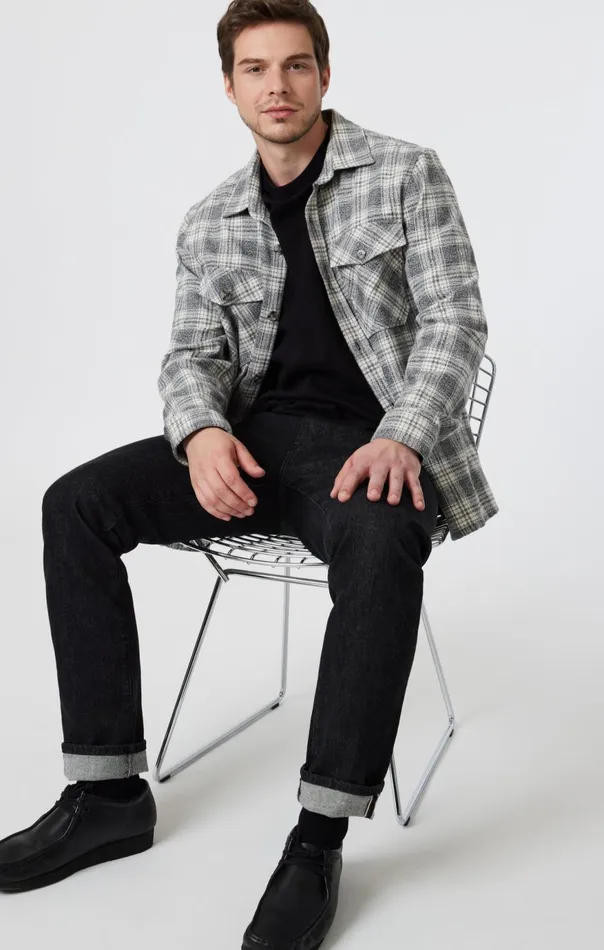 Men Double Pocket Check Shirt In Grey Marl CHeck Mavi Jeans Jackets Men Double Pocket Check Shirt In Grey Marl CHeck Mavi Jeans Jackets