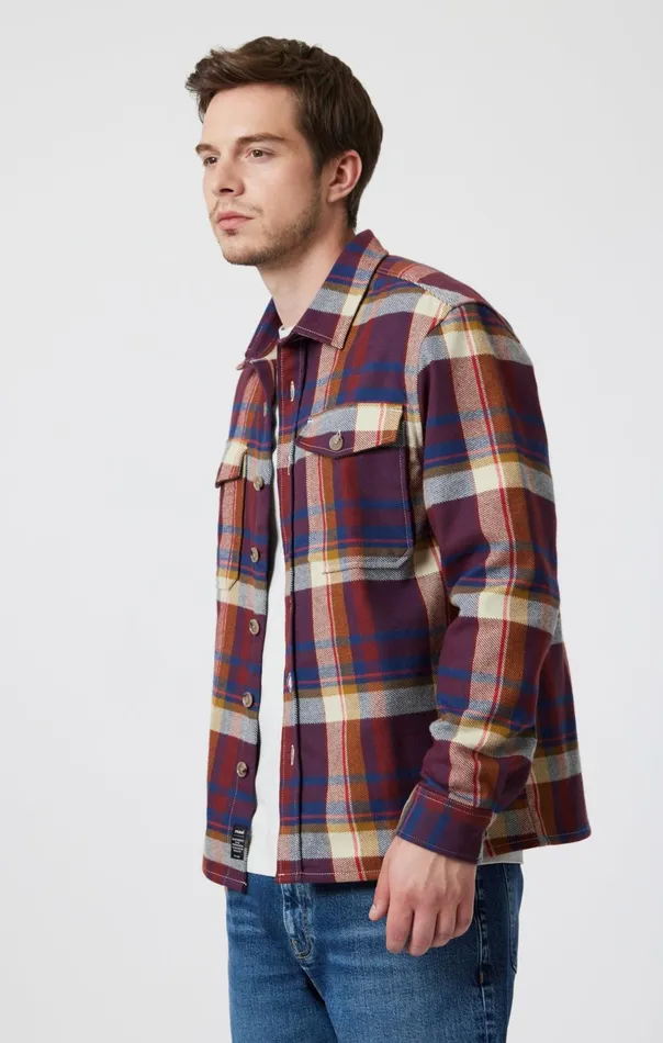 Men Double Pocket Check Shirt In Paprika Check Mavi Jeans Shirts
