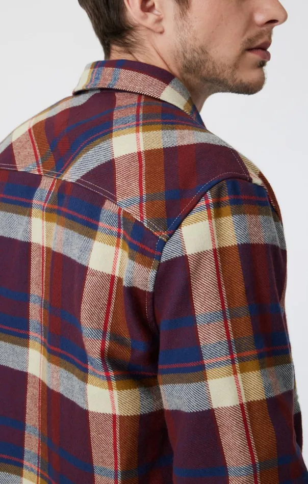 Men Double Pocket Check Shirt In Paprika Check Mavi Jeans Shirts