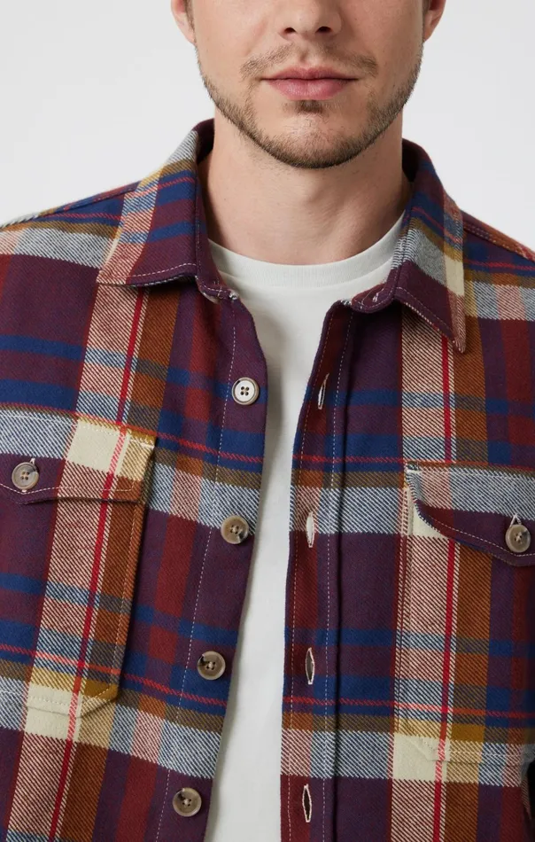 Men Double Pocket Check Shirt In Paprika Check Mavi Jeans Shirts