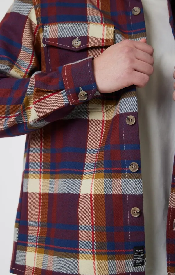 Men Double Pocket Check Shirt In Paprika Check Mavi Jeans Shirts