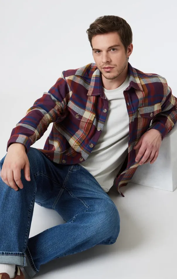 Men Double Pocket Check Shirt In Paprika Check Mavi Jeans Shirts