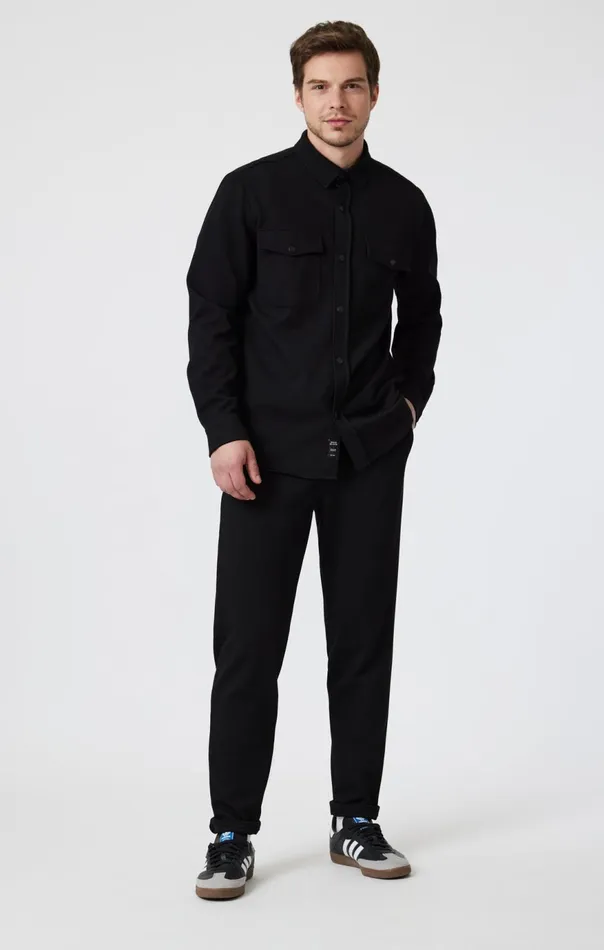 Men Double Pocket SnapButton Shirt In Black Mavi Jeans Shirts