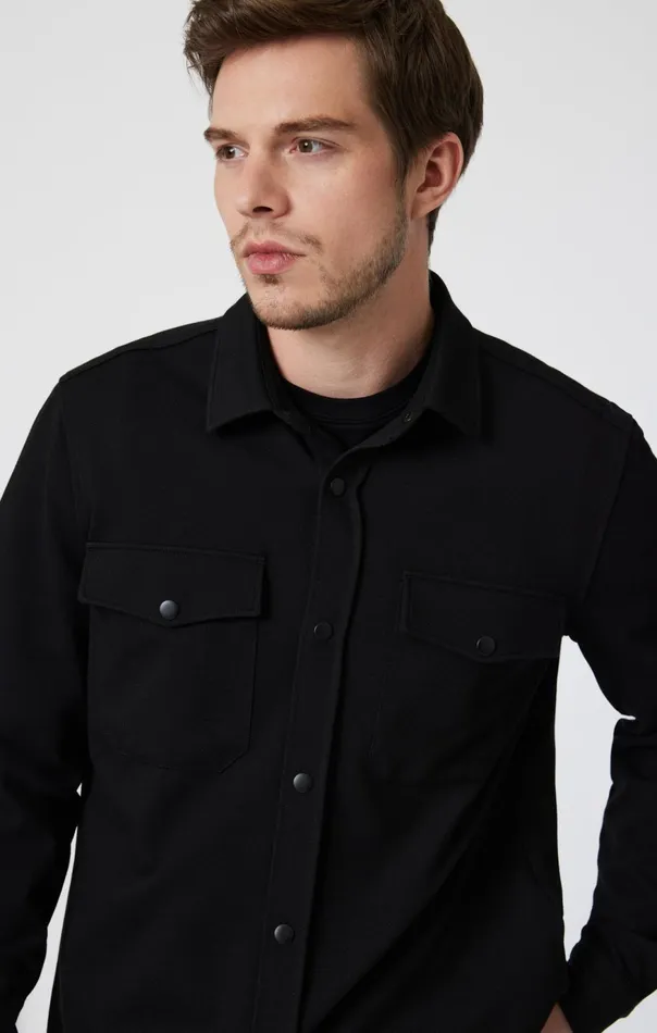 Men Double Pocket SnapButton Shirt In Black Mavi Jeans Shirts