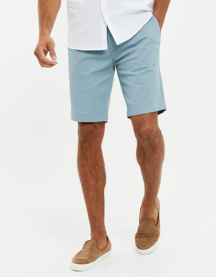 Men Duck Egg Blue Slim Fit Chino Shorts Duck Egg Blue Threadbare Shorts