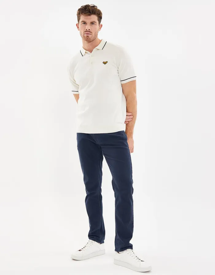 Men Ecru Tipping Button Collar Knitted Polo Ecru Threadbare Polo Shirts Men Ecru Tipping Button Collar Knitted Polo Ecru Threadbare Polo Shirts