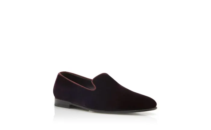 Men Evening Manolo Blahnik MARIO Dark Purple Velvet Loafers