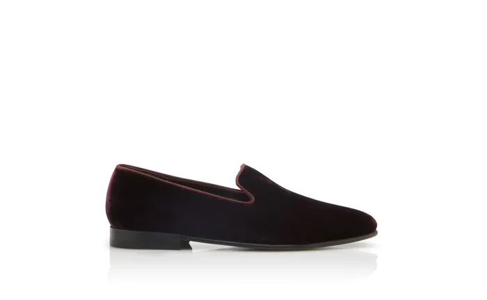 Men Evening Manolo Blahnik MARIO Dark Purple Velvet Loafers Men Evening Manolo Blahnik MARIO Dark Purple Velvet Loafers