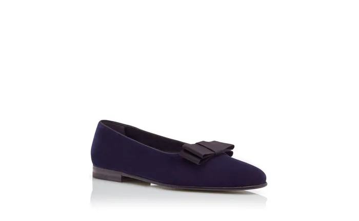 Men Evening Manolo Blahnik TORO Navy Blue Velvet Opera Pumps