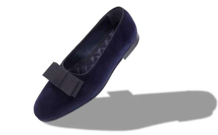 Men Evening Manolo Blahnik TORO Navy Blue Velvet Opera Pumps Men Evening Manolo Blahnik TORO Navy Blue Velvet Opera Pumps