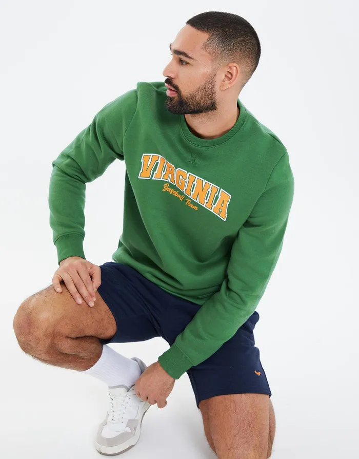 Men Green Virginia Fleece Sweatshirt Green Threadbare Sweatshirts Men Green Virginia Fleece Sweatshirt Green Threadbare Sweatshirts