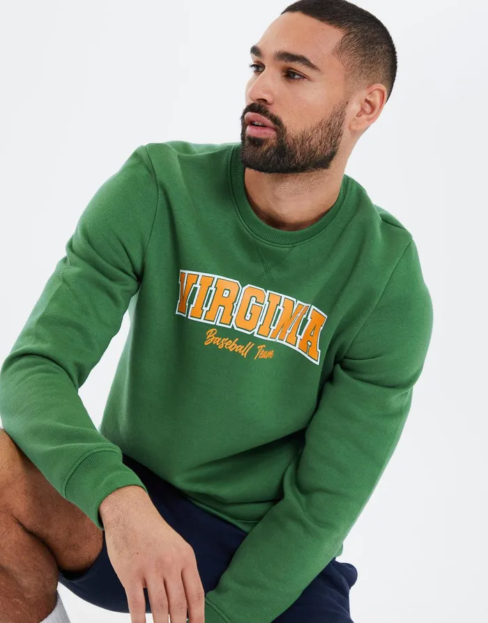 Men Green Virginia Fleece Sweatshirt Green Threadbare Sweatshirts Men Green Virginia Fleece Sweatshirt Green Threadbare Sweatshirts