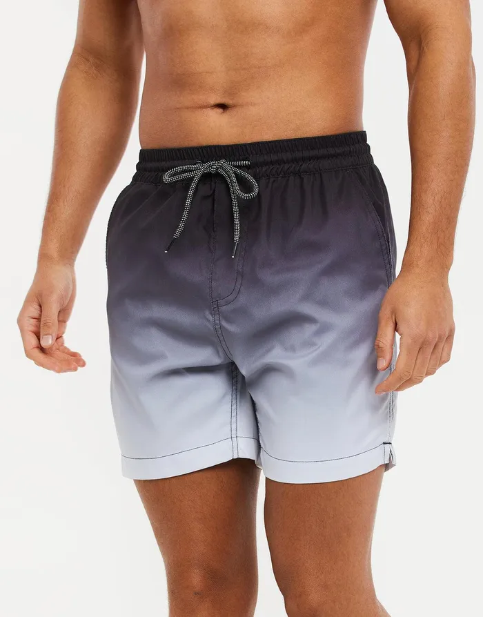 Men Grey Ombr Swim Shorts Grey Threadbare Swimwear
