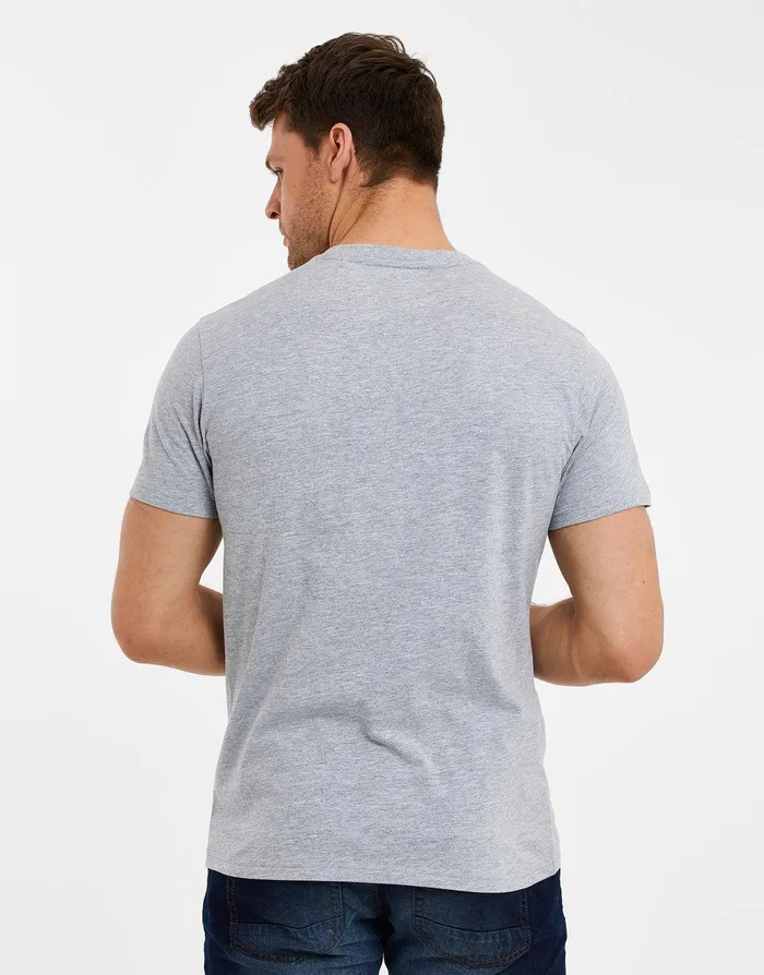 Men Grey Tennis Graphic Print TShirt Grey Marl Threadbare TShirts Men Grey Tennis Graphic Print TShirt Grey Marl Threadbare TShirts