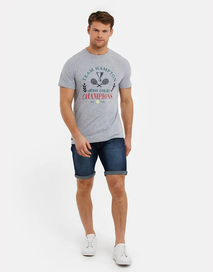 Men Grey Tennis Graphic Print TShirt Grey Marl Threadbare TShirts Men Grey Tennis Graphic Print TShirt Grey Marl Threadbare TShirts