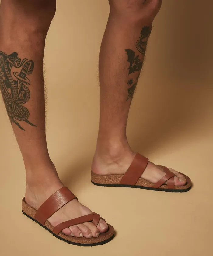 Men Hartford Accessories Brown Leather Sandals