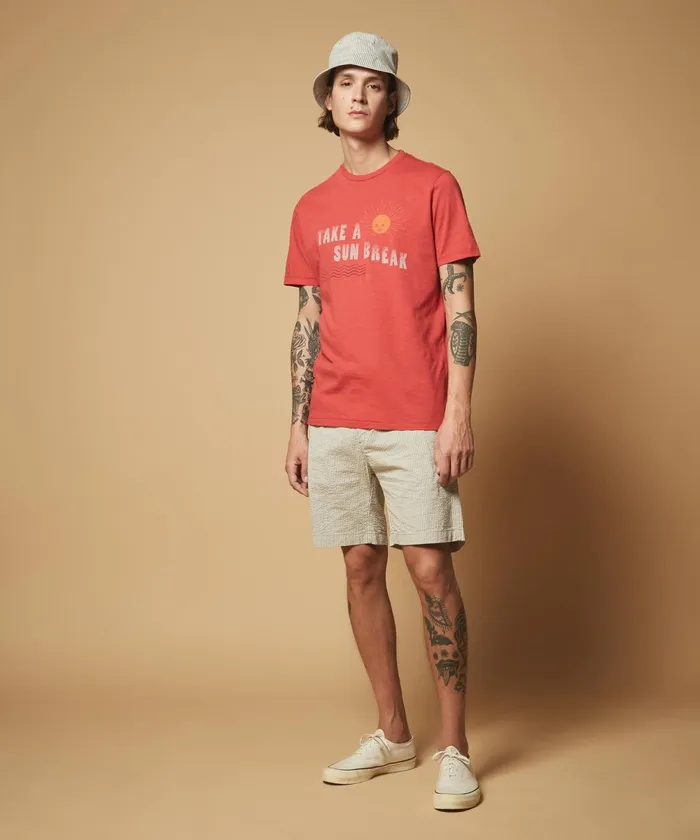 Men Hartford Accessories Khaki Striped Seersucker Bucket Hat