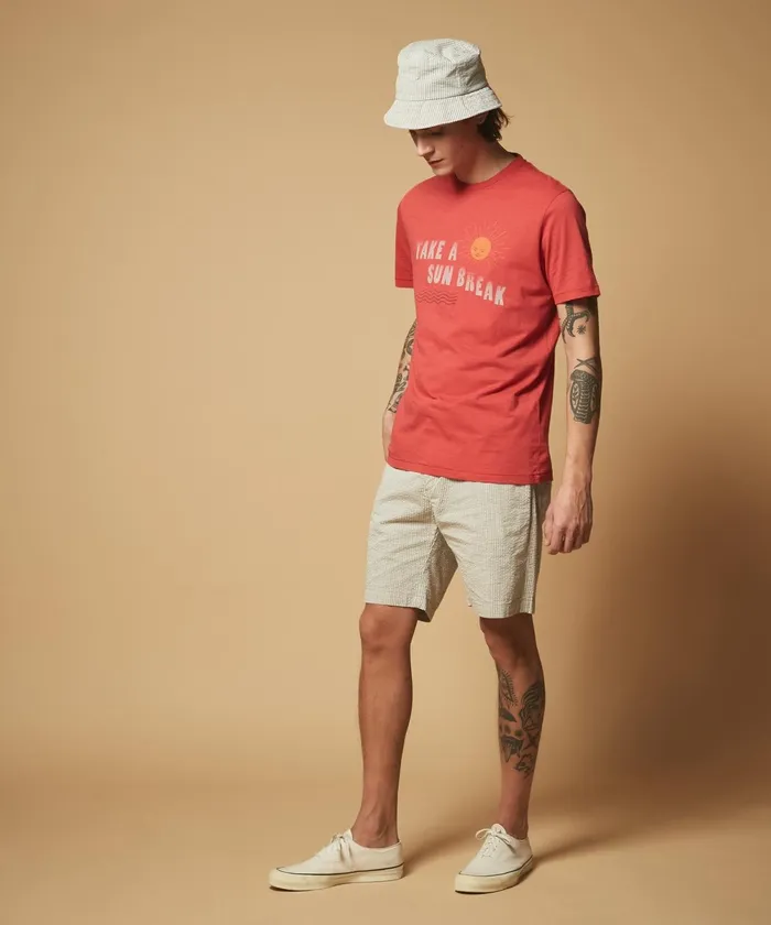 Men Hartford Accessories Khaki Striped Seersucker Bucket Hat