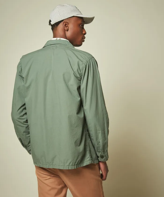 Men Hartford Jackets and Outerwear Army Green Cotton Darby Jacket