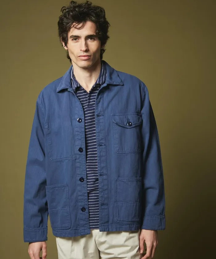 Men Hartford Jackets and Outerwear Worker Blue Denim Jacket