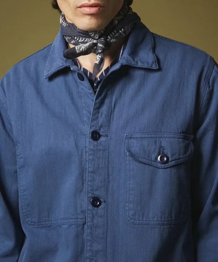 Men Hartford Jackets and Outerwear Worker Blue Denim Jacket