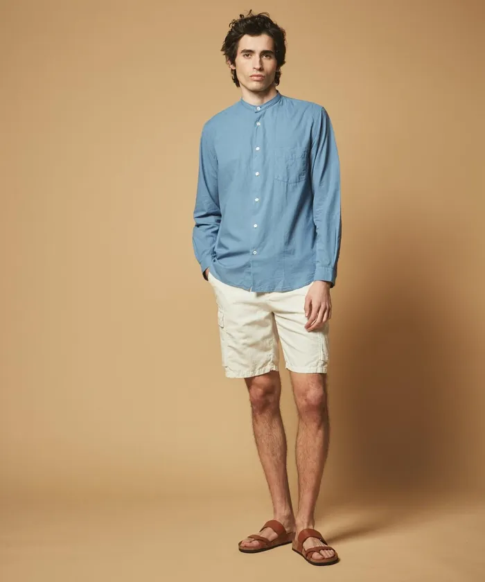 Men Hartford Shirts Blue Cotton Voile Premium Shirt